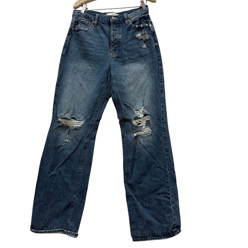KanCan‎ Jeans Womens Size 9/ 28 High Rise Straight Leg Distressed Blue Denim